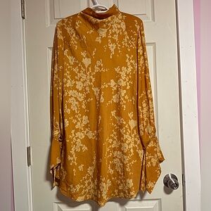 Free People Mustard Floral Blouse